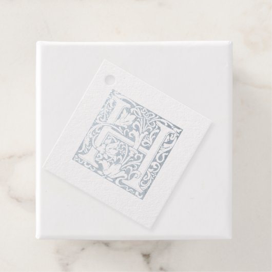 Étiquette-cadeau LETTRE HAUTE ANNONCE ARGENT ÉCLAIRÉ H MONogramme (Avec boite)