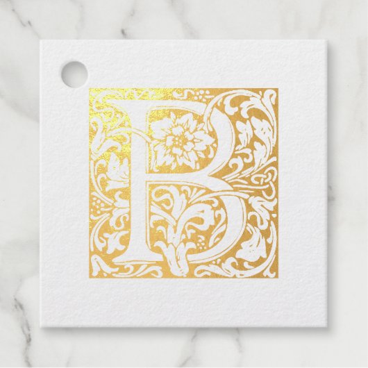 Étiquette-cadeau Lettre mariage B Monogramme illuminée (Devant)