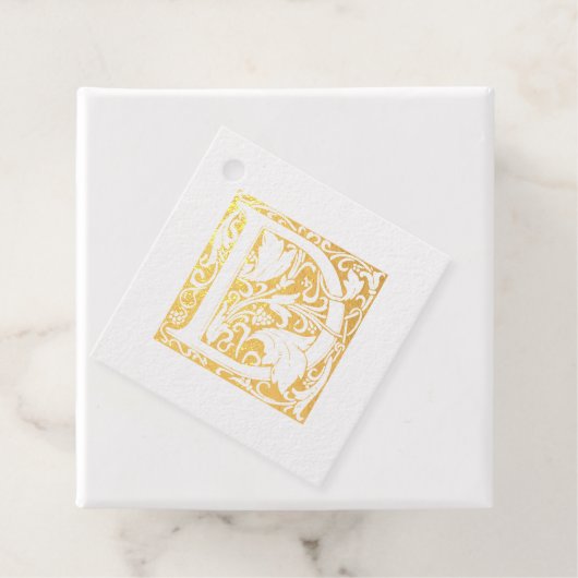 Étiquette-cadeau Lettre mariage D Monogramme illuminée (Avec boite)