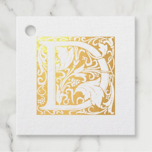 Étiquette-cadeau Lettre mariage D Monogramme illuminée (Devant)