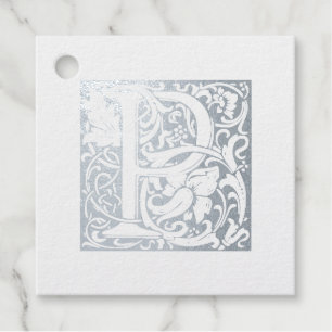Étiquette-cadeau Lettre mariage illuminée P Monogramme