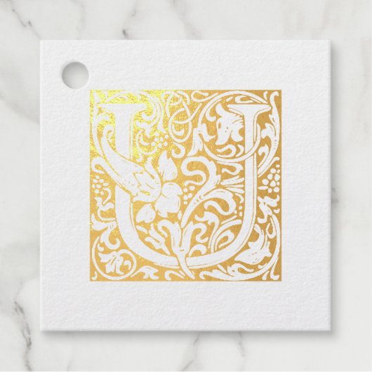 Étiquette-cadeau Lettre mariage illuminée U Monogramme (Devant)