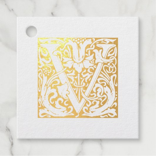 Étiquette-cadeau Lettre mariage V Monogramme (Devant)