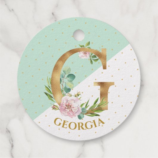 Étiquette-cadeau Lettre monogramme floral G pour Fiona (Dos)