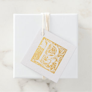 Étiquette-cadeau Lettre P Monogramme Lumineuse pour Anniversaire de