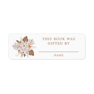 Étiquette Cadeau livre boho Baby In Bloom Terracotta foncée