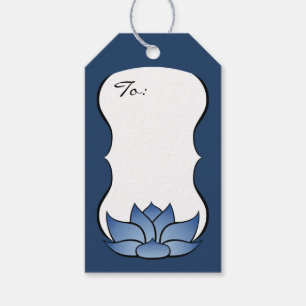 Étiquette cadeau Lotus exquis en bleu