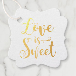 Étiquette-cadeau Love is Sweet Modern Script Citation Mariage