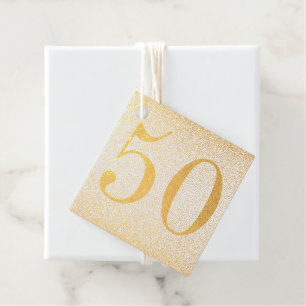 Étiquette-cadeau Luxe personnalisé 50e anniversaire Floral Pink Gol