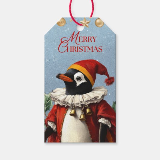 ÉTIQUETTE CADEAU MANCHOT RÉTRO JOYEUX NOËL (Devant)