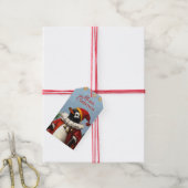 ÉTIQUETTE CADEAU MANCHOT RÉTRO JOYEUX NOËL (Avec de la ficelle)