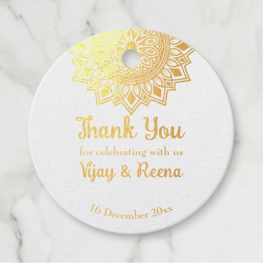 Étiquette-cadeau Mandala design nom personnalisé mariage déjoué (Devant)