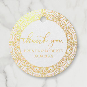 Étiquette-cadeau Mandala fleurie ornée merci typographie