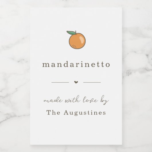 Étiquette cadeau Mandarinetto Mandarin Liqueur fai (Étiquettes simples)