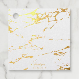 Étiquette-cadeau Marbre Moderne Merci Véritable Feuille d'Or