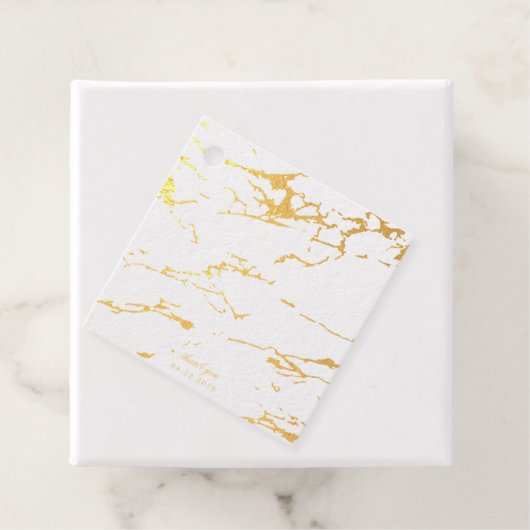 Étiquette-cadeau Marbre Moderne Remerciement Vrai Or Feuille (Avec boite)