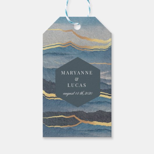 étiquette cadeau mariage aquarelle or paysage (Devant)