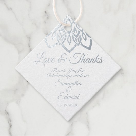 Étiquette-cadeau Mariage Bourgogne Silver Foil (Devant)