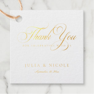 Étiquette-cadeau Mariage Calligraphique Classique en Noir Ivoire