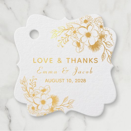 Étiquette-cadeau Mariage Chic Or (Devant)