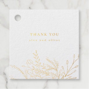 Étiquette-cadeau Mariage de bouquet floral à huile d'or
