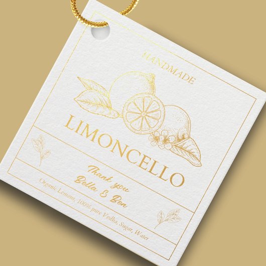 Étiquette-cadeau Mariage de citron moderne Limoncello bouteille