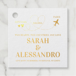 Étiquette-cadeau Mariage de Destination Avion Cœur