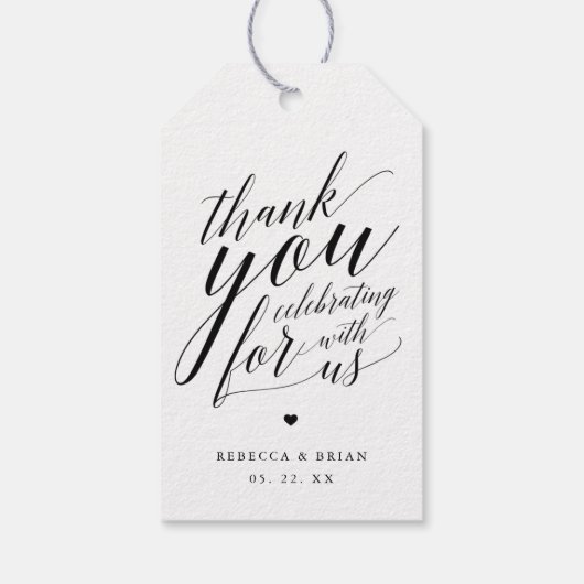 Étiquette cadeau Mariage de script de calligraphie (Dos)