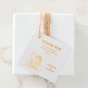 Étiquette-cadeau Mariage d'illustration simple, semblable à un dess