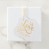 Étiquette-cadeau Mariage Élégant Monogramme Or Script (Avec boite)