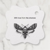 Étiquette-cadeau Mariage gothique | Moth & Lace Noir & Blanc (Dos)