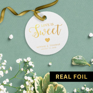 Étiquette-cadeau Mariage L'amour est doux Feuille ronde