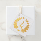Étiquette-cadeau mariage monogramme simple de couronne classique (Avec boite)