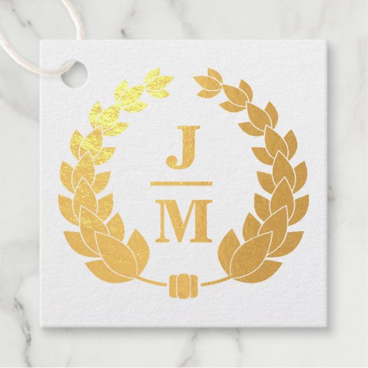 Étiquette-cadeau mariage monogramme simple de couronne classique (Devant)