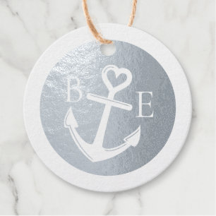 Étiquette-cadeau Mariage nautique Ancre Cœur FEUILLE D'OR