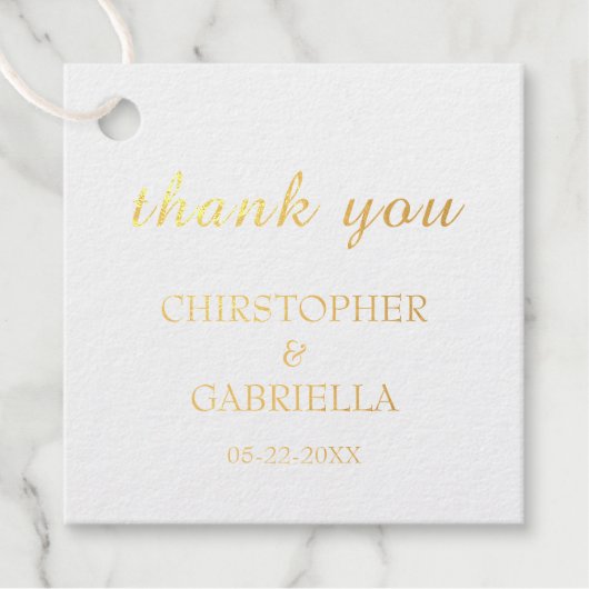 Étiquette-cadeau Mariage simple blanc et or formel (Devant)