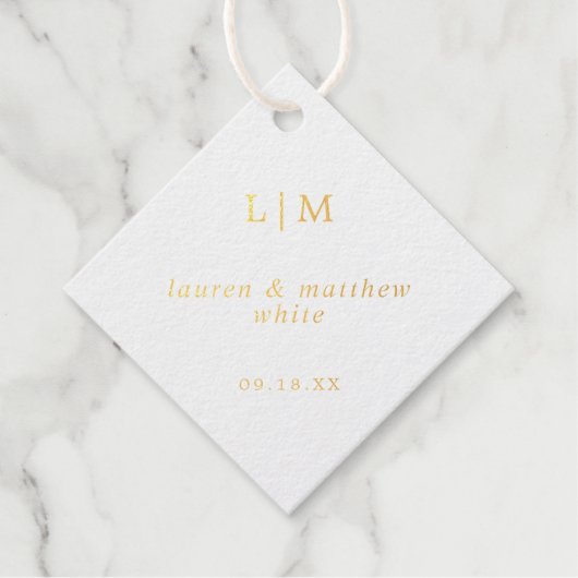 Étiquette-cadeau Mariage simple Monogramme élégant (Devant)