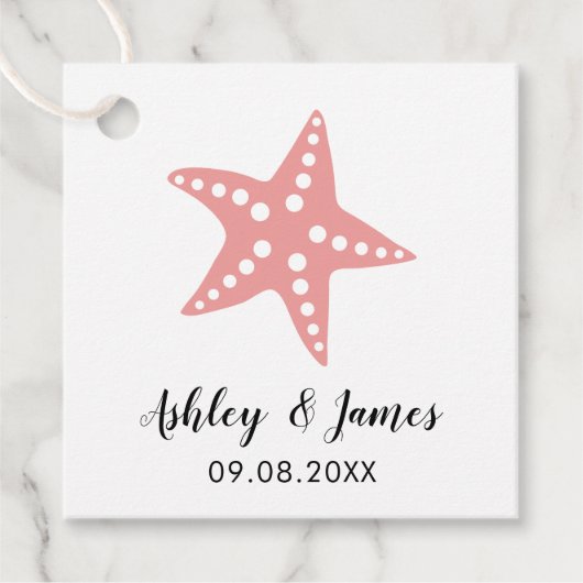 Étiquette Cadeau Mariage Starfish, Plage préférée, (Devant)