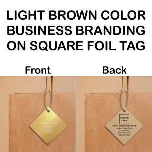 Étiquette-cadeau Marque commerciale Brown légère sur Carré Foil