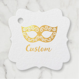 Étiquette-cadeau masque de Venise or