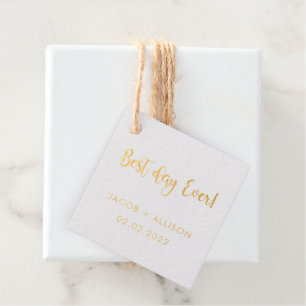 Étiquette-cadeau meilleure journée jamais élégant mariage faveur ve