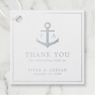 Étiquette-cadeau Merci Ancre Nautional Mariage Argent