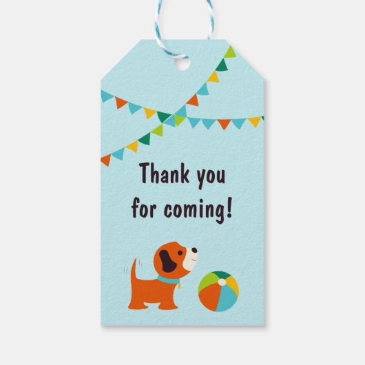 Étiquette cadeau Merci d'anniversaire de marionnet (Dos)