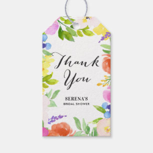 Étiquette cadeau Merci de fleurs de ressort d'aqua
