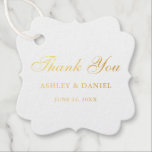 Étiquette-cadeau Merci de mariage élégant Gold Foil<br><div class="desc">Élégant Gold Foil Script Mariage Merci Favoriser Tags</div>
