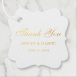 Étiquette-cadeau Merci de mariage élégant Gold Foil<br><div class="desc">Élégant Gold Foil Script Mariage Merci Favoriser Tags</div>