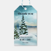 Étiquette cadeau Merci de mariage hivernal (Devant)