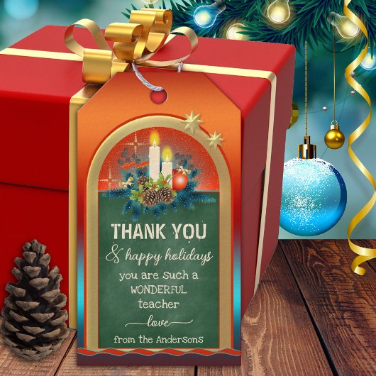 Étiquette cadeau Merci de Noël de l'enseignant de