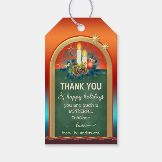 Étiquette cadeau Merci de Noël de l'enseignant de  (Devant)