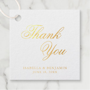 Étiquette-cadeau Merci Élégante calligraphie or Mariage à huile